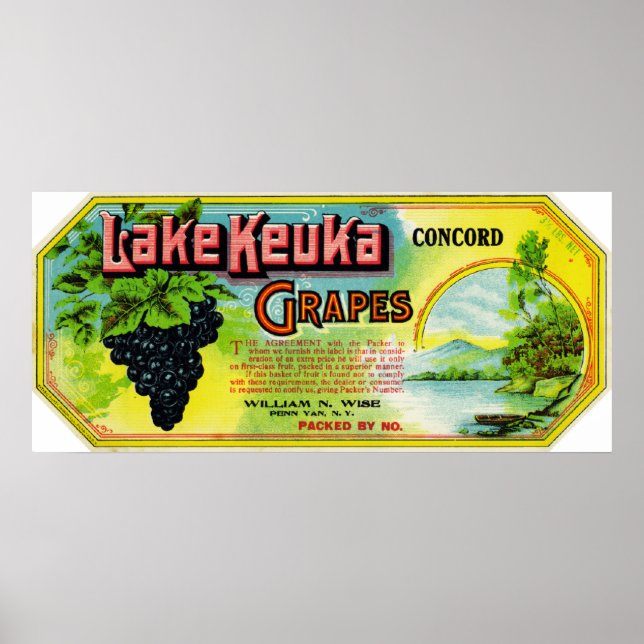 Keuka Concord Trauben-Label Poster (Vorne)