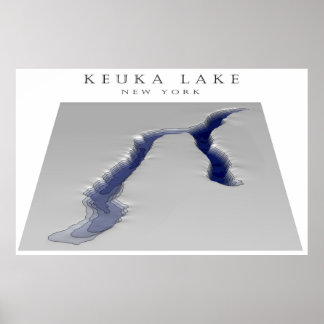 Keuka Lake 3D Karte Poster