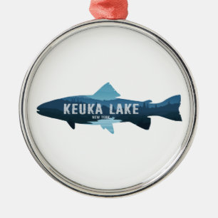 Keuka Lake New York Fisch Ornament Aus Metall