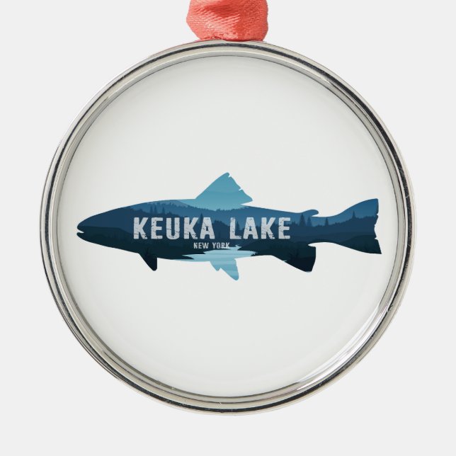 Keuka Lake New York Fish Ornament Aus Metall (Vorne)