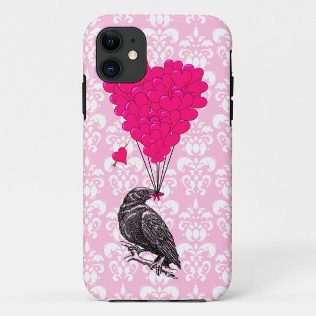 Keule und Herz auf rosa Damast Case-Mate iPhone Hülle (Rückseite)