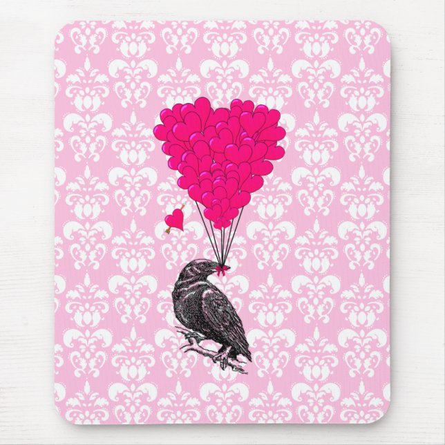 Keule und Herz auf rosa Damast Mousepad (Vorne)