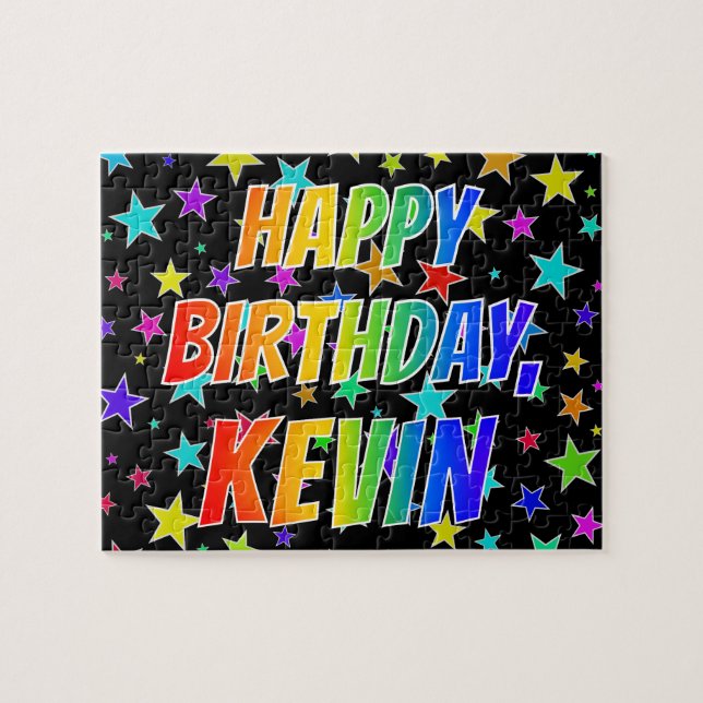 "KEVIN" First Name, Fun "HAPPY BIRTHDAY" Puzzle (Horizontal)
