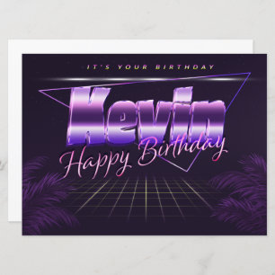 Kevin Name Vorname lila retro Karte Geburtstag