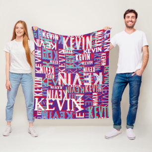 KEVIN-Name wird auf moderne Lila Farbe wiederholt Fleecedecke