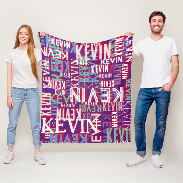 KEVIN-Name wird auf moderne Lila Farbe wiederholt Fleecedecke (Beispiel)