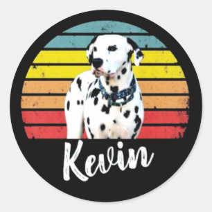 Kevin Retro Sunset Round Runder Aufkleber