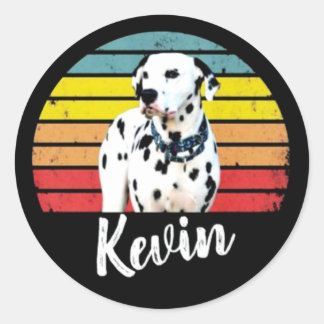 Kevin Retro Sunset Round Runder Aufkleber