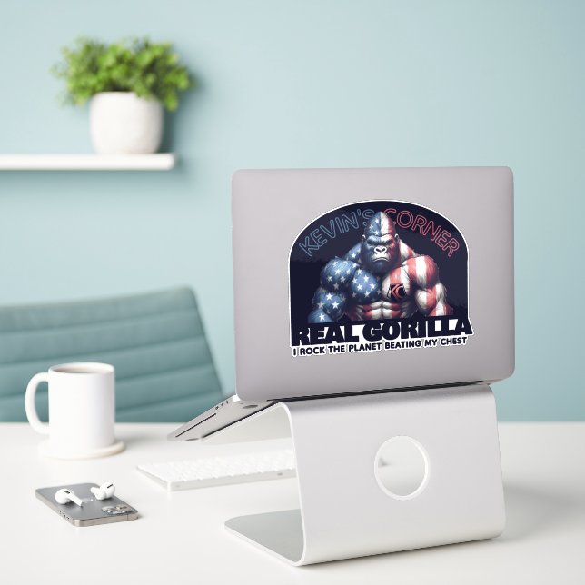 Kevin's Corner REAL GORILLA i Rock the Planet Aufkleber (Laptop auf Schreibtisch)