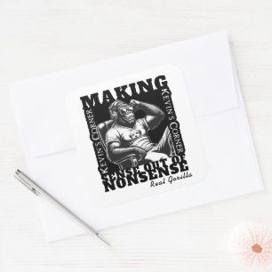 Kevins Ecke Politischer Kommentar Real Gorilla Quadratischer Aufkleber