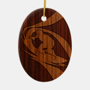 Kewalos Hawaiian Surfer Faux-Holz Keramik Ornament