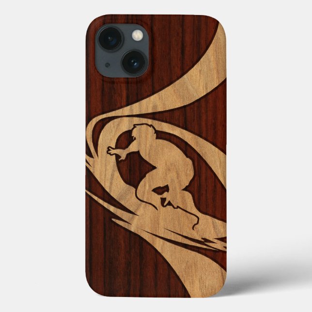 Kewalos Hawaiian Surfer Imitats Wood Case-Mate iPhone Hülle (Rückseite)