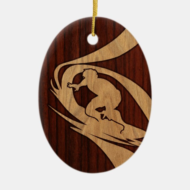 Kewalos hawaiisches Surfer-Imitat hölzern Keramik Ornament (Vorne)