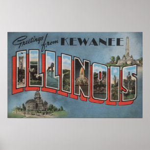 Kewanee, Illinois - große Buchstabe-Szenen Poster