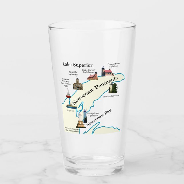 Keweenaw Halbinsel Leuchttürme Glas (Vorderseite)