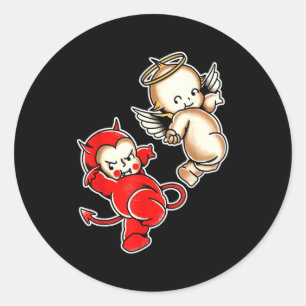 Kewpie-Baby-Teufels-Engel-Cherubs Runder Aufkleber