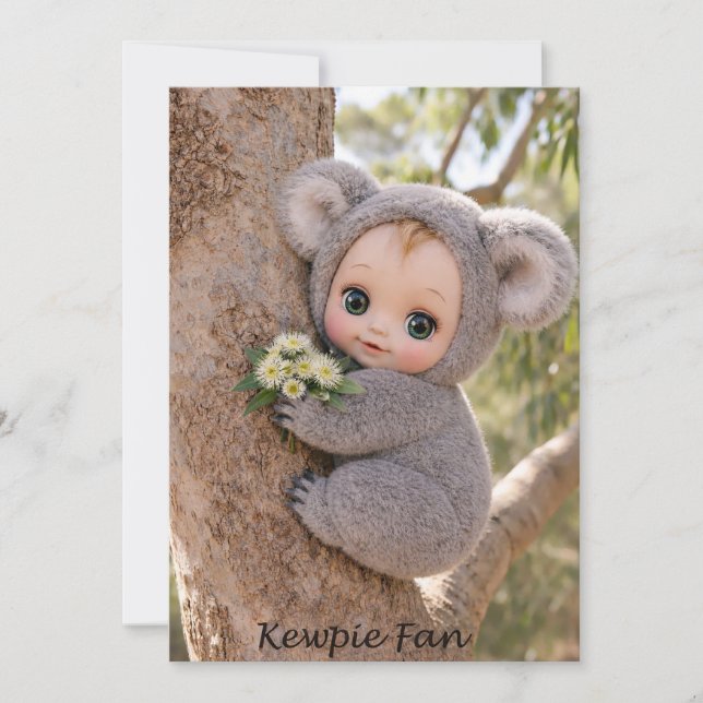Kewpie-Fan-Koala-Baby-Grußkarte Einladung (Vorderseite)