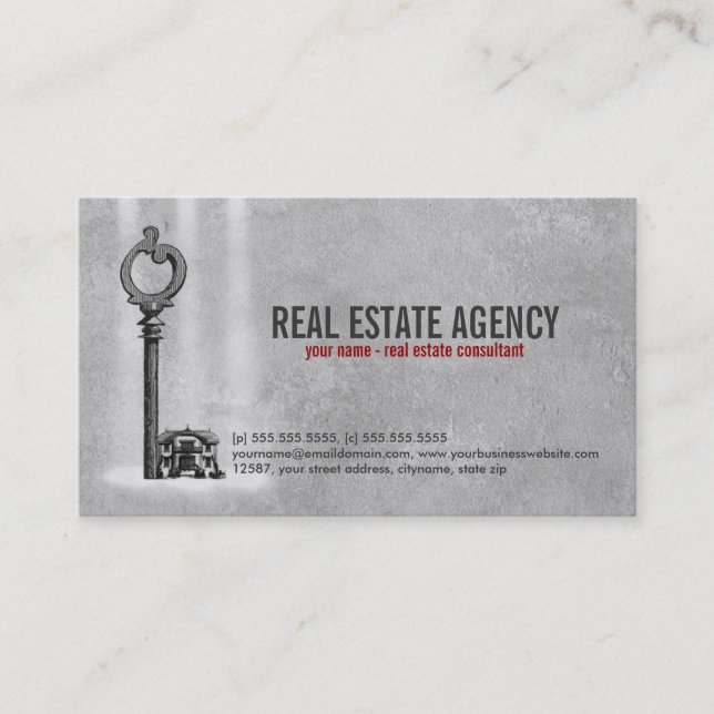 Key and House - Real Anwesen Business Card Visitenkarte (Vorderseite)