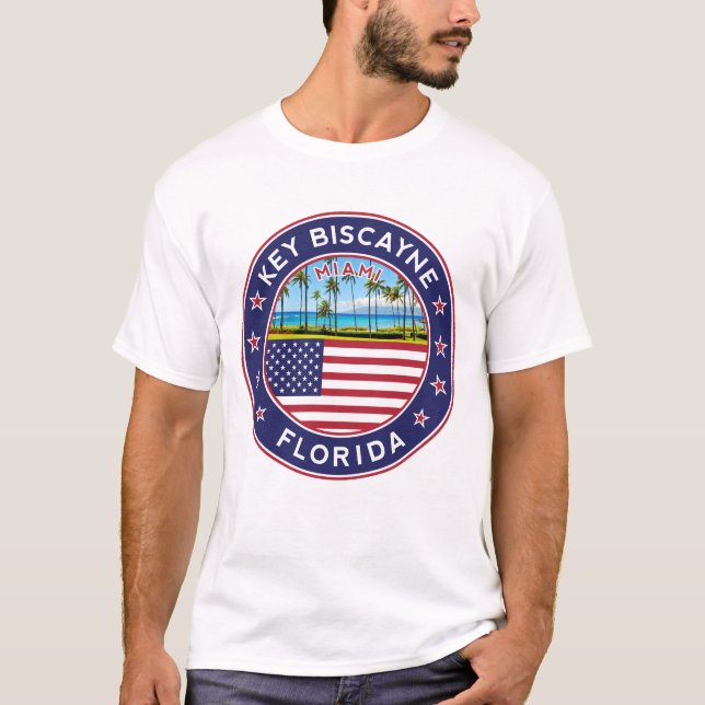 Key Biscayne, Florida Beach mit Palmen T-Shirt (Vorderseite)