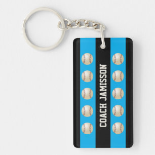 Key Chain, Blue & Black, for Baseball Coach/Player Schlüsselanhänger
