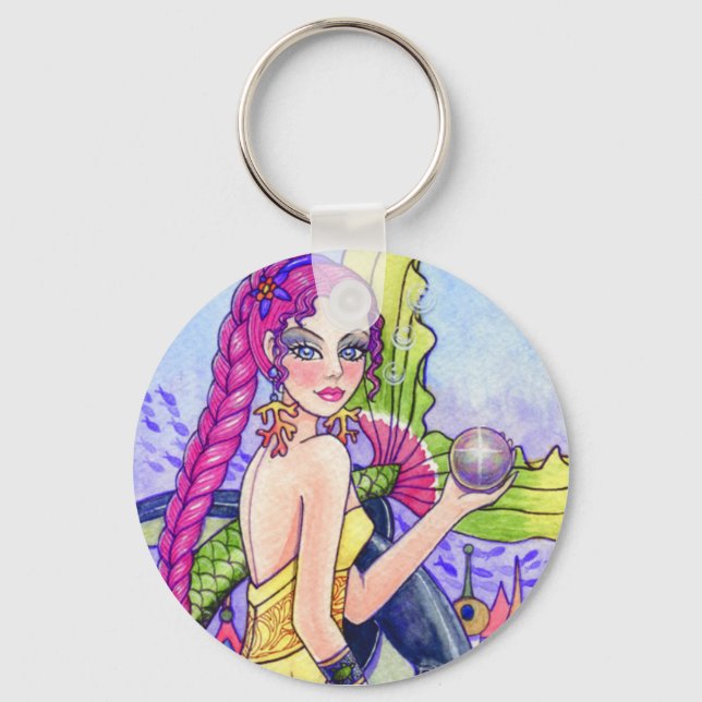 Key Chain Mermaid Fairy Fantasy von Ann Howard Schlüsselanhänger (Vorderseite)