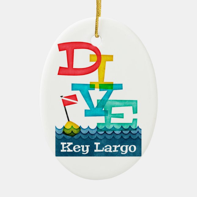 Key Largo Dive - farbenfrohe Scuba Keramik Ornament (Vorne)