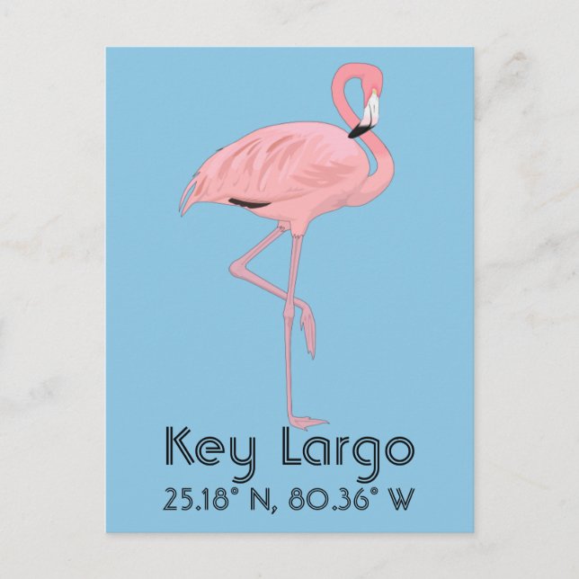 Key Largo FL Keys Flamingo Breitengrad Längengrad Postkarte (Vorderseite)