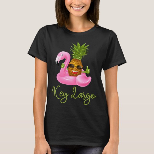 Key Largo Florida Beach Tropical  Flamingo Pineapp T-Shirt (Vorderseite)