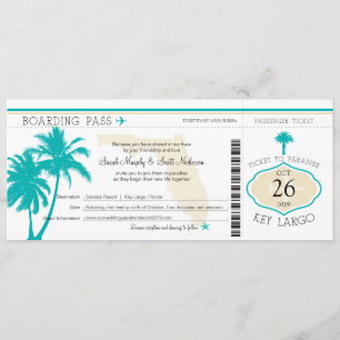 Key Largo Florida Palm Tree Boarding Hochzeit Einladung