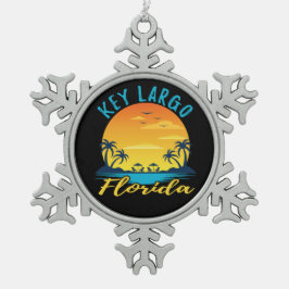 Key Largo Florida Palm Trees Beach Schneeflocken Zinn-Ornament