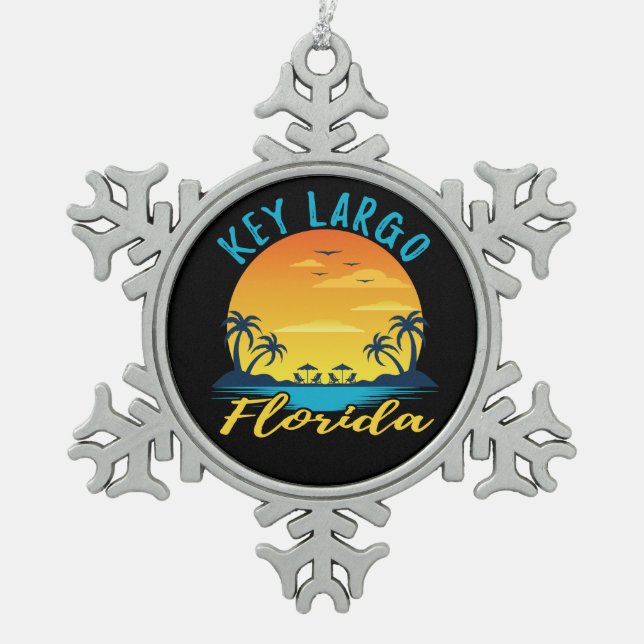 Key Largo Florida Palm Trees Beach Schneeflocken Zinn-Ornament (Vorderseite)