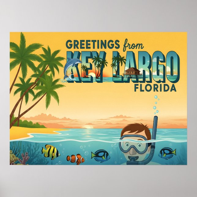 Key Largo Florida – Tropischer Urlaub Poster (Vorne)