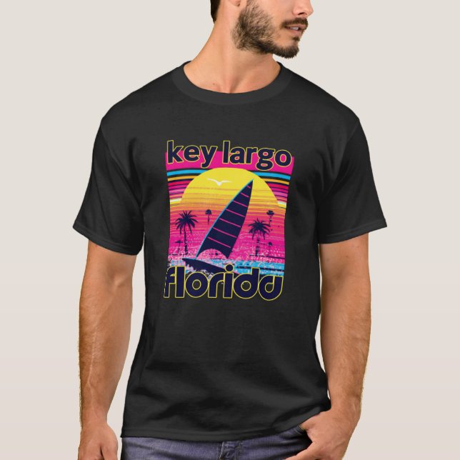 Key Largo Retro 80s Style Souvenir Beach T-Shirt (Vorderseite)