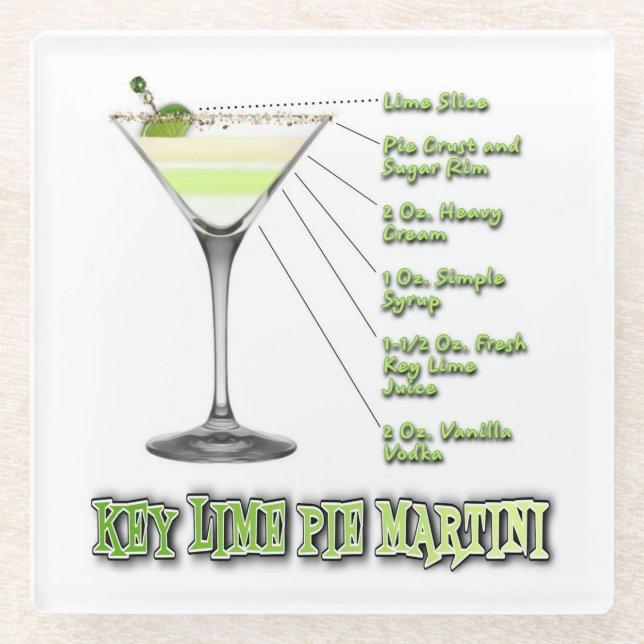 Key Limon Pie Martini Cocktail Recia Art Untersetz Glasuntersetzer (Vorderseite)