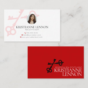Key Logo Red Modern Real Anwesen oder Miete Agent  Visitenkarte
