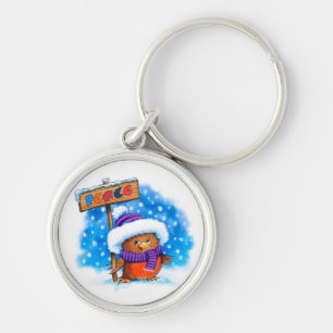 Key Ring Weihnachten Frieden Robin. Schlüsselanhänger
