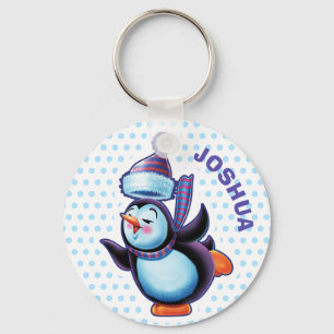 Key Ring Weihnachten Skaten Pinguin. Schlüsselanhänger