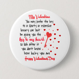   Key To My Heart Valentine's Day Gift Button