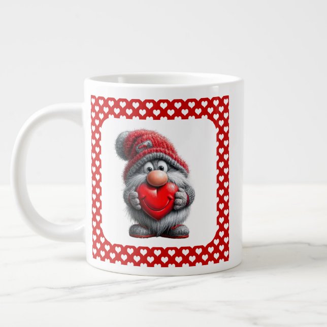"Key to My Heart" Whimsical Gnome Jumbo-Tasse (Links)
