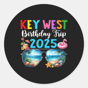 Key West Birthday Trip 2025 Matching Friends Group Runder Aufkleber