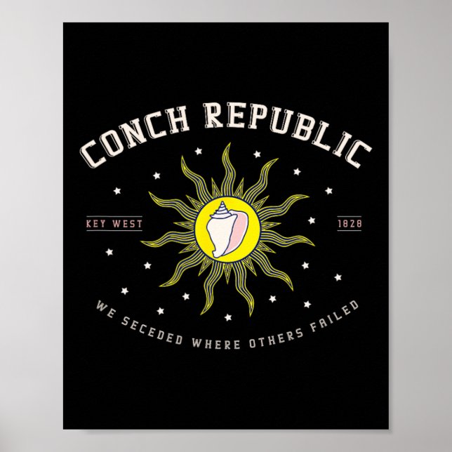 Key West Conch Republik Florida Tauchfischen Gesch Poster (Vorne)