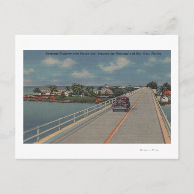 Key West, FL - Autobahn zwischen Festland und Keys Postkarte (Vorderseite)