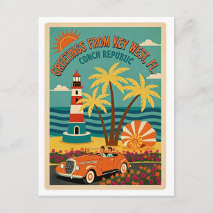Key West FL Conch Republik Retro Postkarte