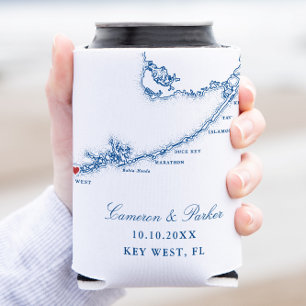 Key West FL Karte Elegante Navy Blau Hochzeitsguns Dosenkühler