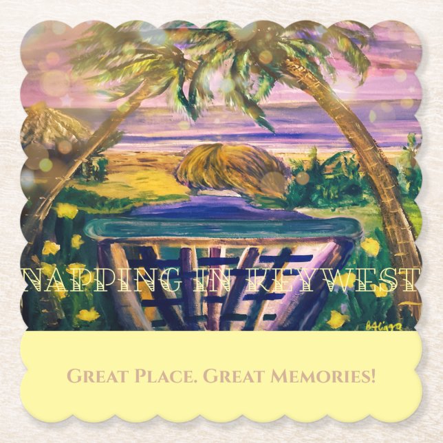 Key West, FL Memory Tip Reisepapier Untersetzer (Vorderseite)