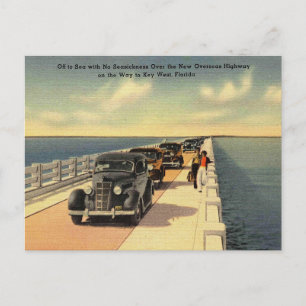 Key West FL Overseas Highway No Seckness 1940s Postkarte