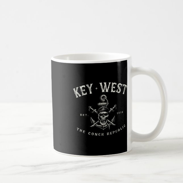 Key West Fl Rebel Pirate Bootausrüstung Scuby Ange Kaffeetasse (Rechts)
