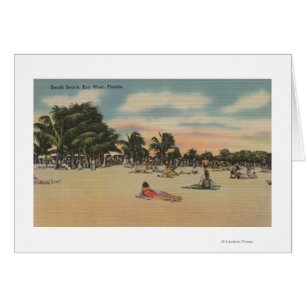 Key West, FL - View South Beath w/Sunbathers