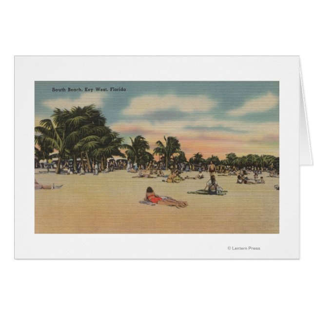 Key West, FL - View South Beath w/Sunbathers (Vorderseite (Horizontal))