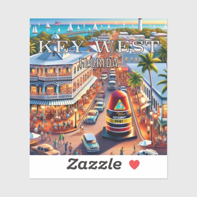 Key West Florida 3 Inch Vinyl Sticker (Blatt)